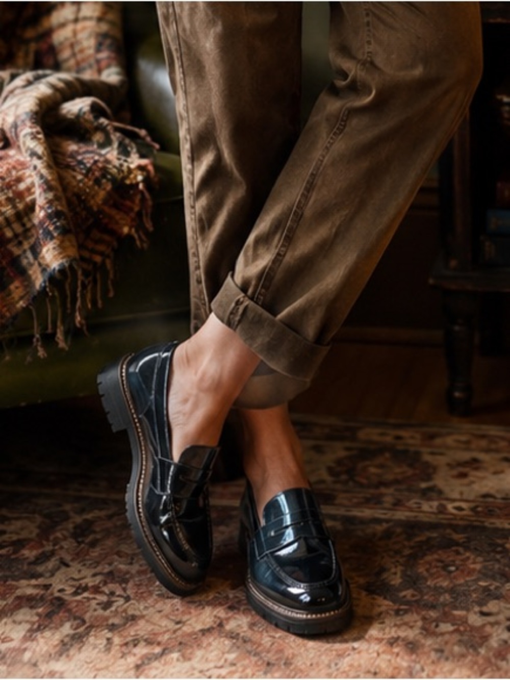 Dream Pairs Black Vegan Patent Leather Penny Loafers